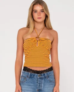 Clearance Emma Striped Halter Neck Top Womens Fashion Tops