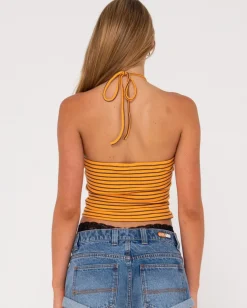 Clearance Emma Striped Halter Neck Top Womens Fashion Tops