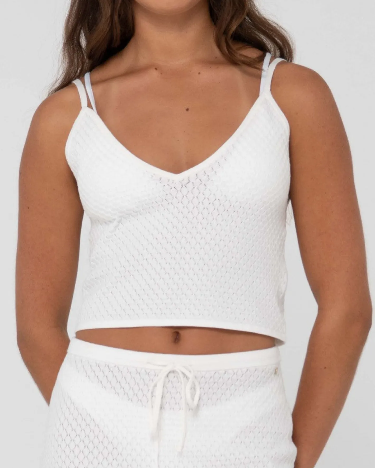 Store Florence V Neck Knit Cami Crop Top Womens Overswim