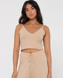 Flash Sale Florence V Neck Knit Cami Crop Top Womens Overswim