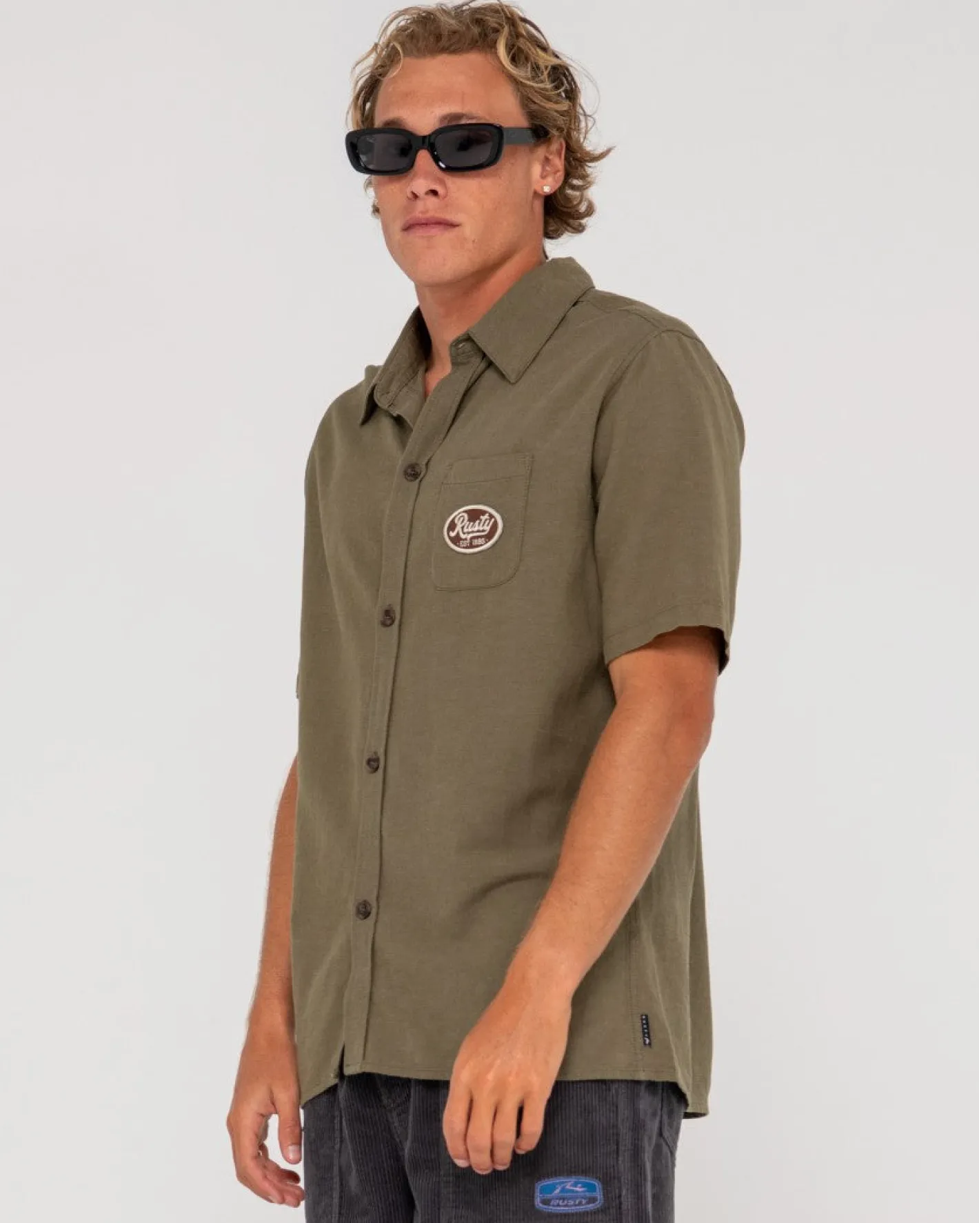 Cheap Greaser Overtone Short Sleeve Linen Shirt Mens Shirts