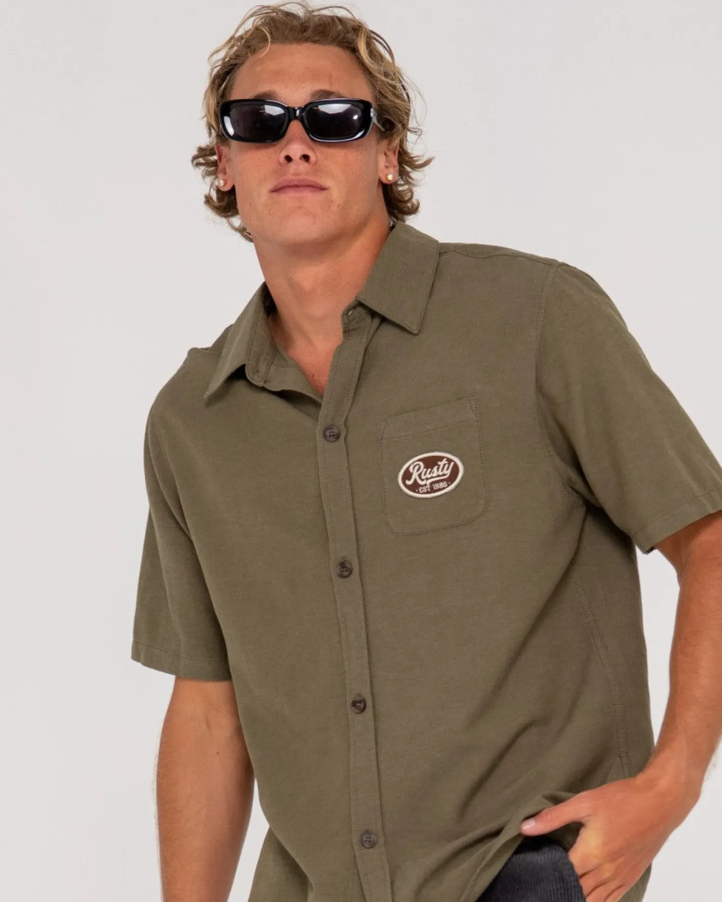 Cheap Greaser Overtone Short Sleeve Linen Shirt Mens Shirts