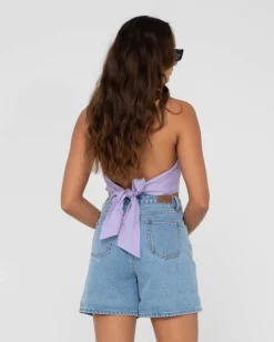Flash Sale Harlet Twisted Halter Crop Top Womens Fashion Tops