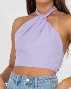 Flash Sale Harlet Twisted Halter Crop Top Womens Fashion Tops