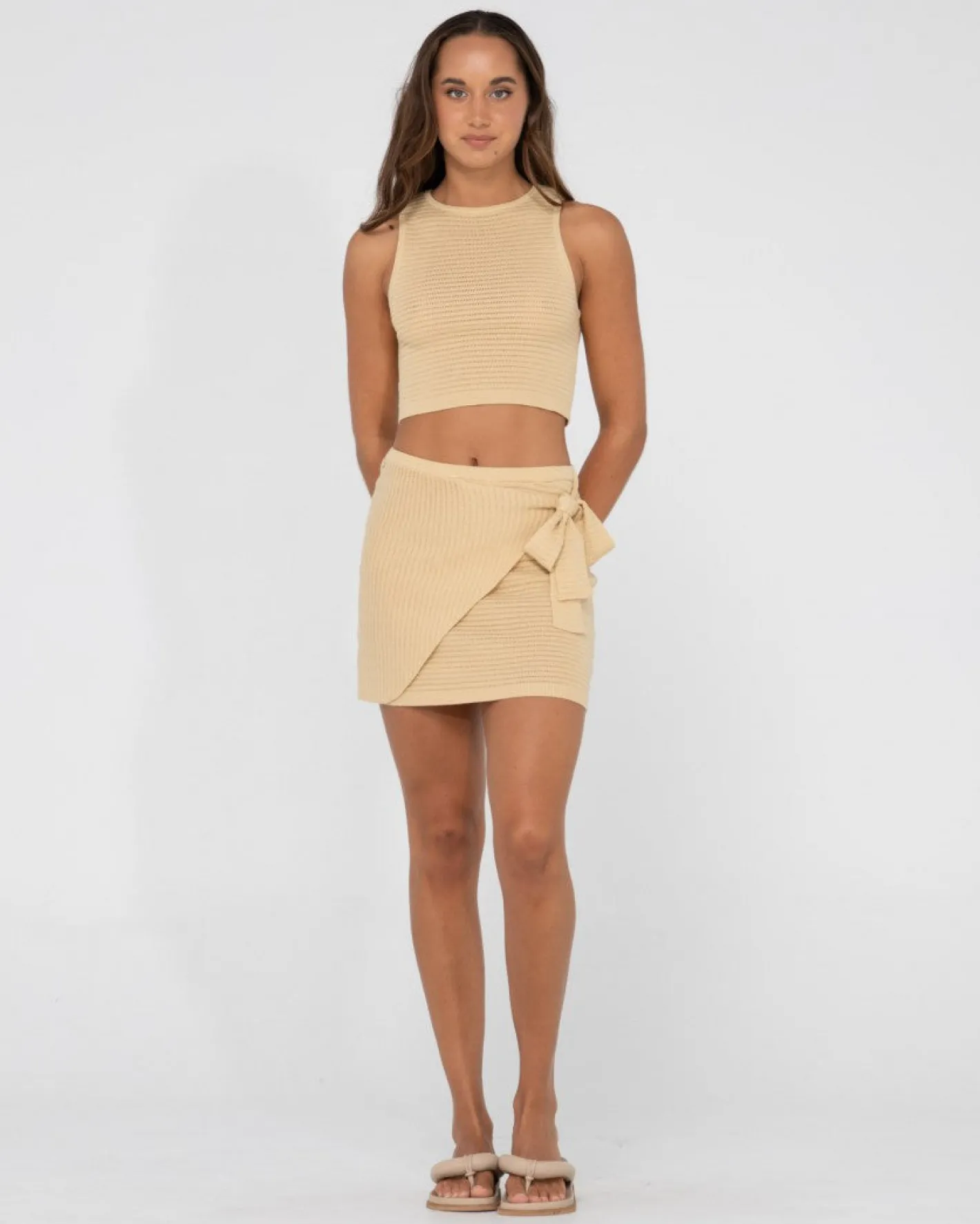 Best Harri Ribbed Knit Sarong Mini Skirt Womens Skirts