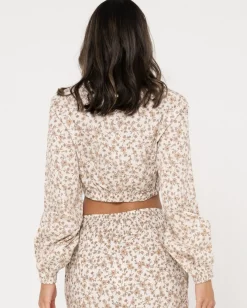 Best Harvey Long Sleeve Crop Womens Fashion Tops