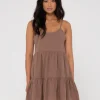 Outlet Heather Tiered Slip Dress Womens Mini Dresses
