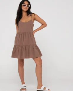 Outlet Heather Tiered Slip Dress Womens Mini Dresses