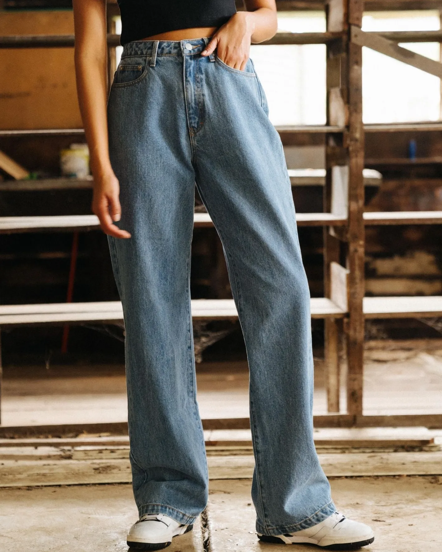 Best Sale High Waisted Baggy Jean Womens Pants