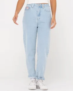 New High Waisted Straight Mom Jean Womens Denim