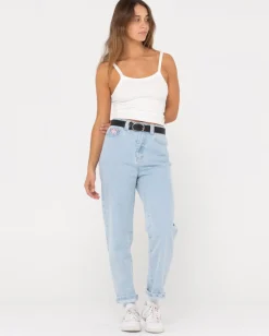 New High Waisted Straight Mom Jean Womens Denim