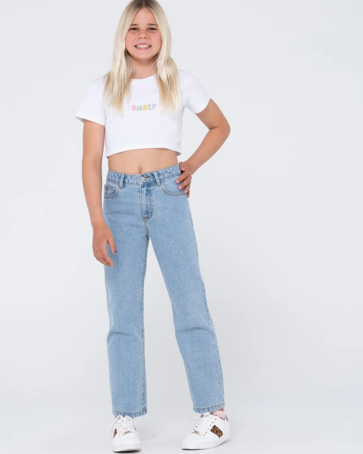 Outlet High Wide Straight Leg Jean Girls Kids Bottoms
