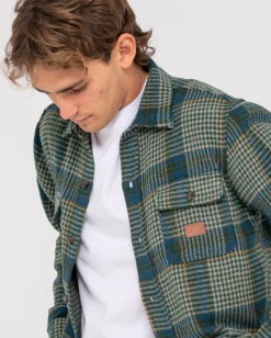 Fashion Houndstooth Overshirt Mens Hoodies & Fleece