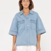New Hudson Short Sleeve Denim Shirt Womens Fashion Tops