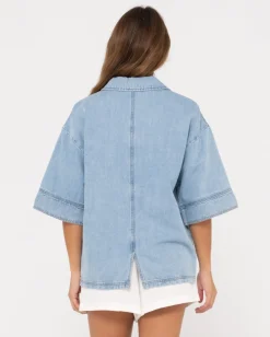 Cheap Hudson Short Sleeve Denim Shirt Womens Shirts