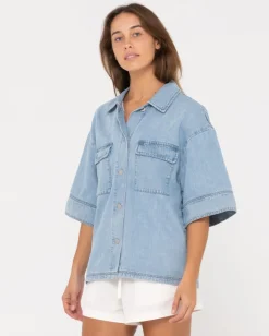 Cheap Hudson Short Sleeve Denim Shirt Womens Shirts
