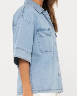 Cheap Hudson Short Sleeve Denim Shirt Womens Shirts