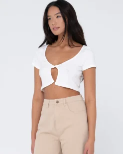 Best Sale Kenz Twisted Short Sleeve Top Womens Tees & Tanks