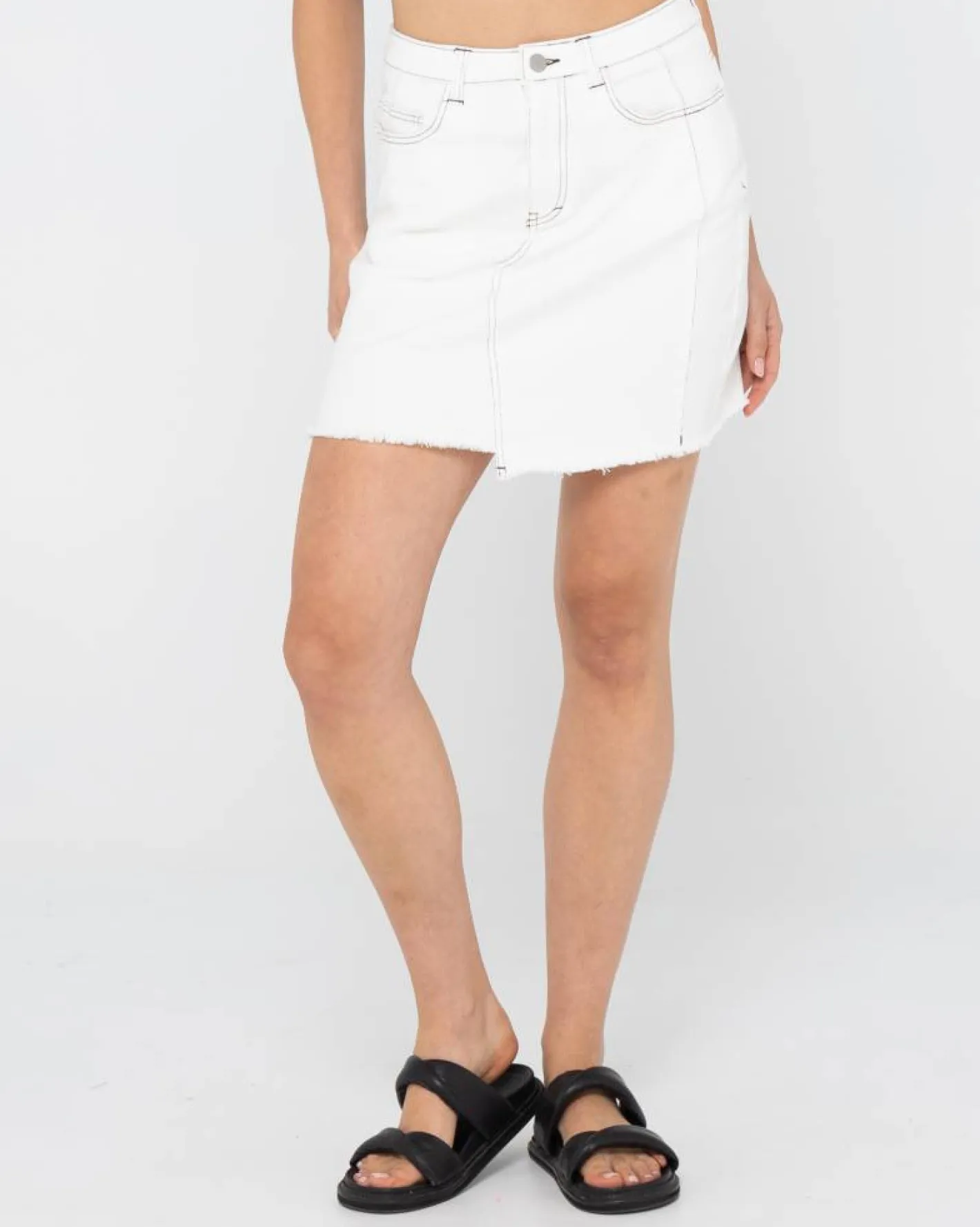 Shop La Serena Frayed High Waisted Mini Skirt Womens Skirts