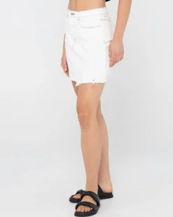 Fashion La Serena Frayed High Waisted Mini Skirt Womens Denim