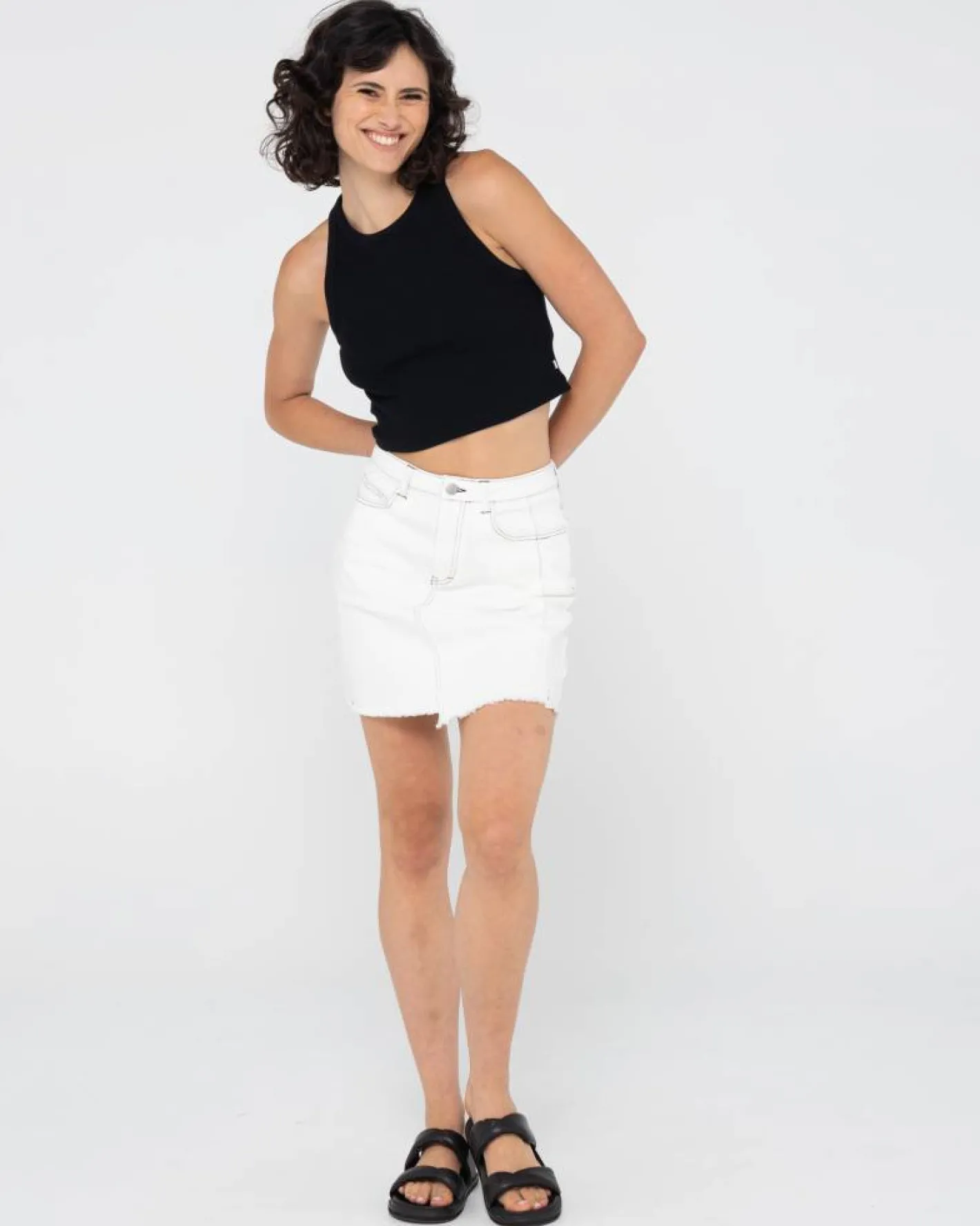 Shop La Serena Frayed High Waisted Mini Skirt Womens Skirts