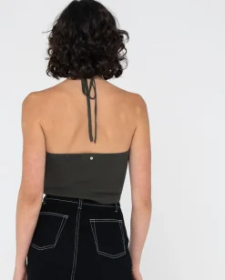 Hot Laura Halter Crop Knit Top Womens Fashion Tops