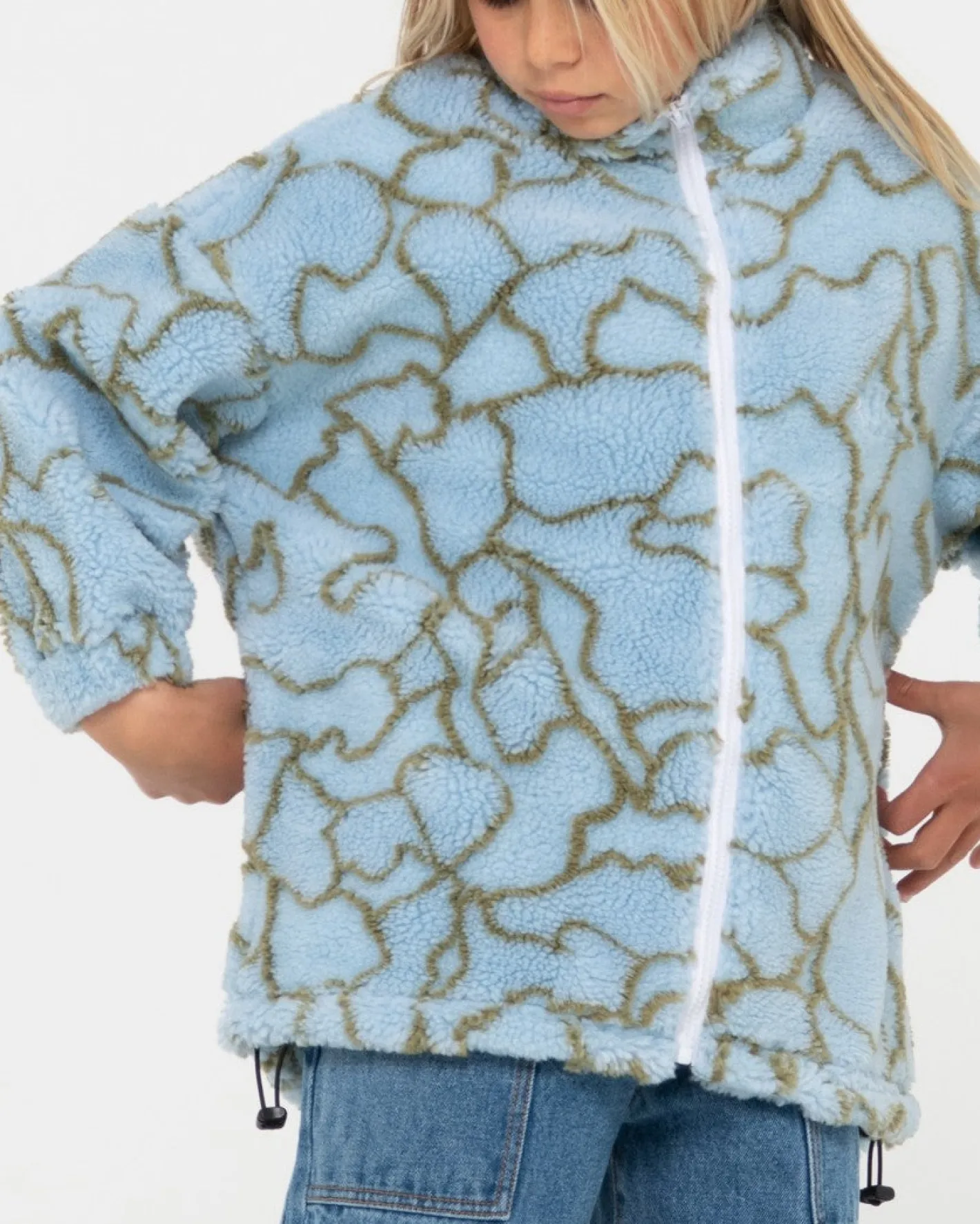 Cheap Low Tides Zip Through Sherpa Fleece Girl Kids Tops