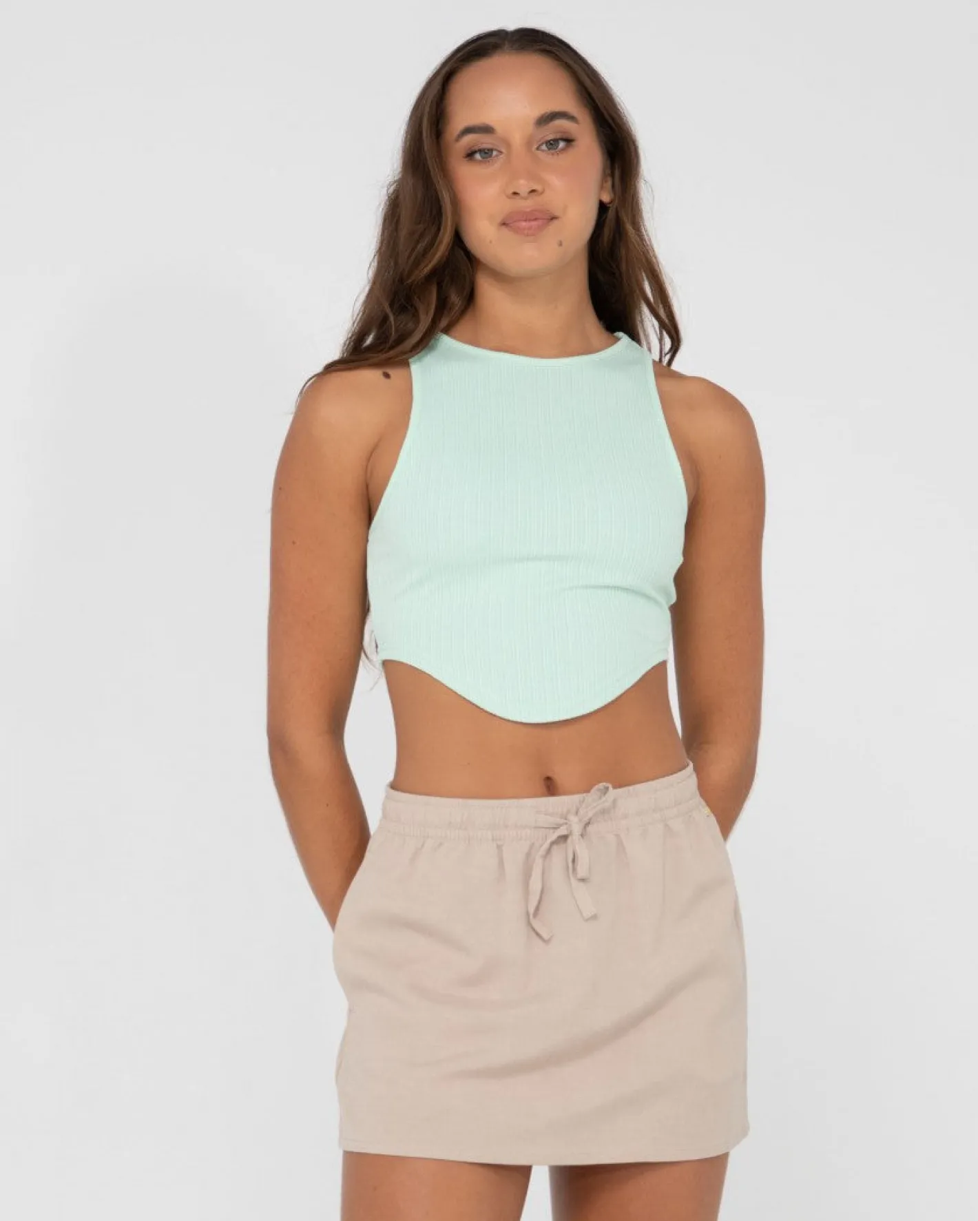 Store Lucy Curved Crop Tank Top Womens Tees & Tanks