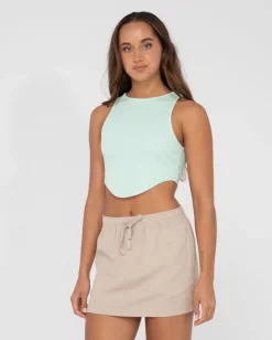 Store Lucy Curved Crop Tank Top Womens Tees & Tanks