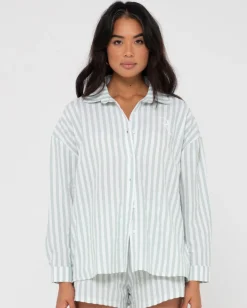 Outlet Mackenzie Striped Oversized Shirt Womens Fashion Tops
