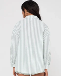 Fashion Mackenzie Striped Oversized Shirt Womens Shirts