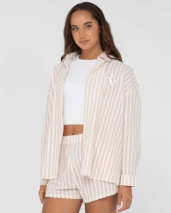 Sale Mackenzie Striped Oversize Shirt Womens Fashion Tops