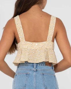 Best Sale Magnolia Floral Printed Crop Top Womens Fashion Tops