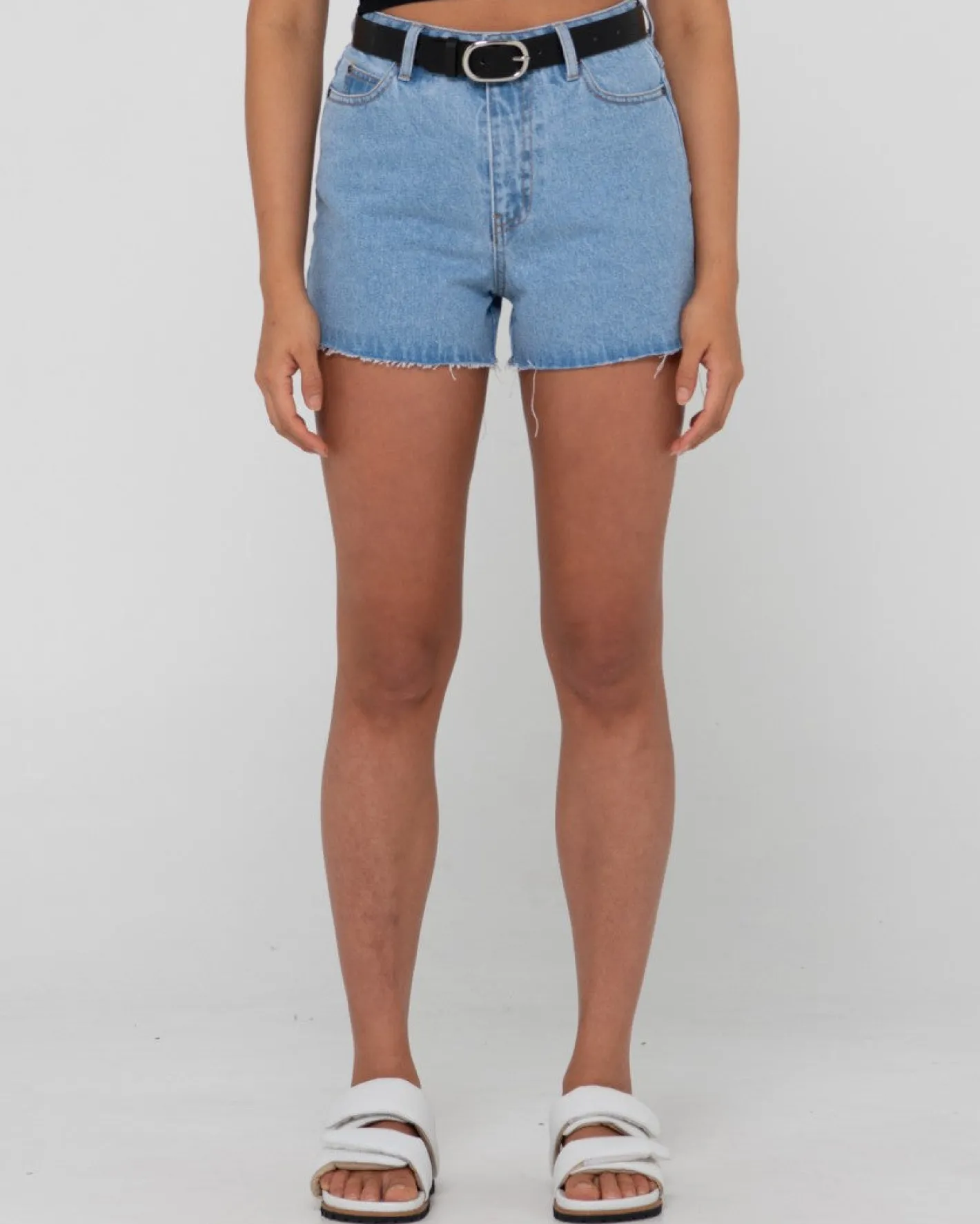 Best Sale Malta High Waisted Frayed Denim Short Womens Shorts