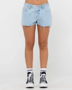Cheap Malta Low Rise Frayed Denim Short Womens Denim