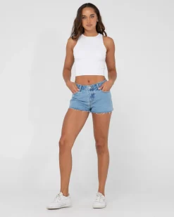 Best Malta Low Rise Frayed Denim Short Womens Shorts