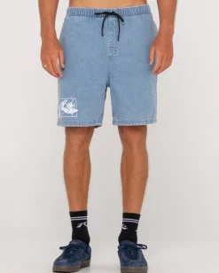 Best Manila Folder Vintage Wash Denim Elastic Short Mens Jorts