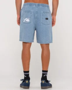 Cheap Manila Folder Vintage Wash Denim Elastic Short Mens Shorts