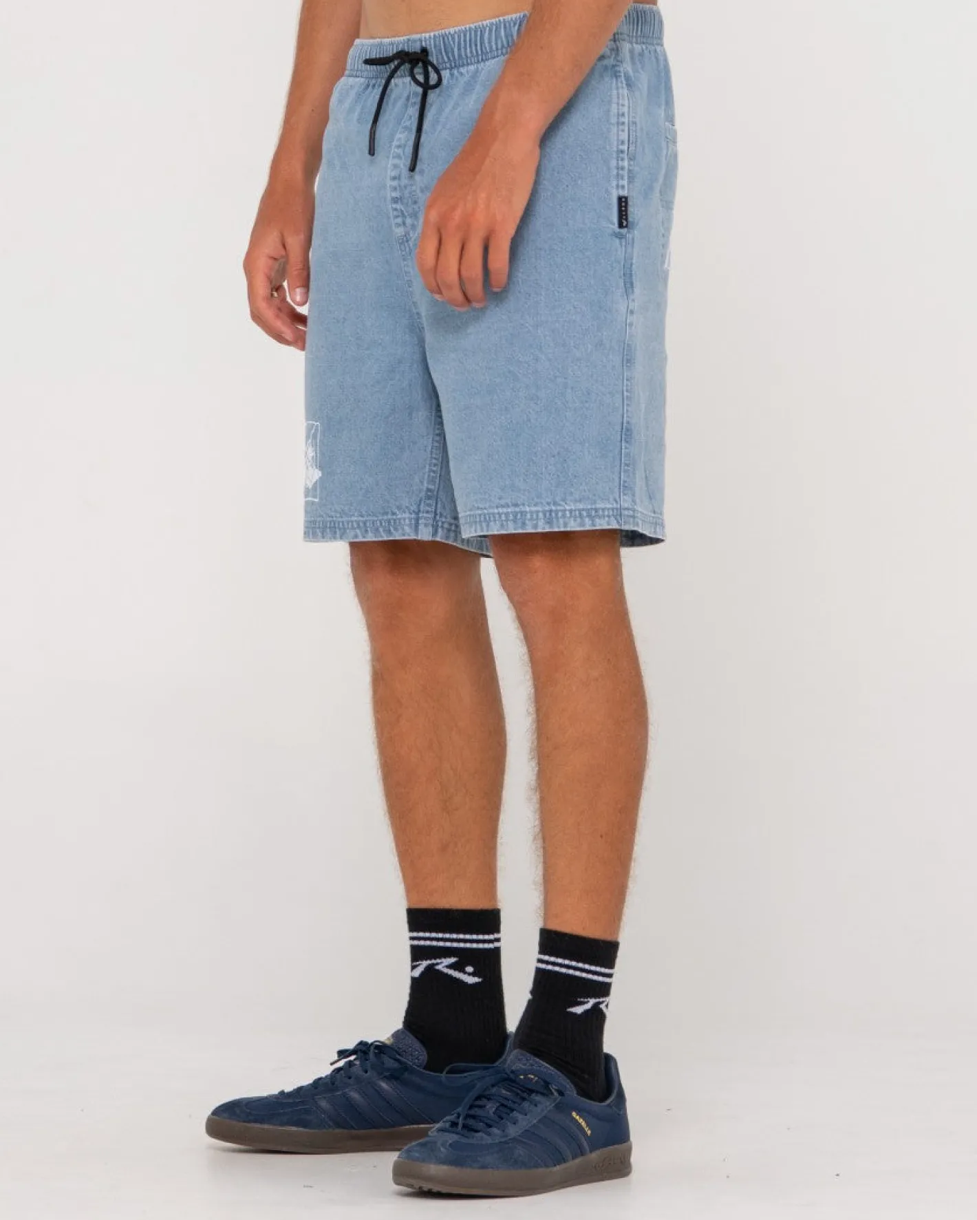 Best Manila Folder Vintage Wash Denim Elastic Short Mens Jorts