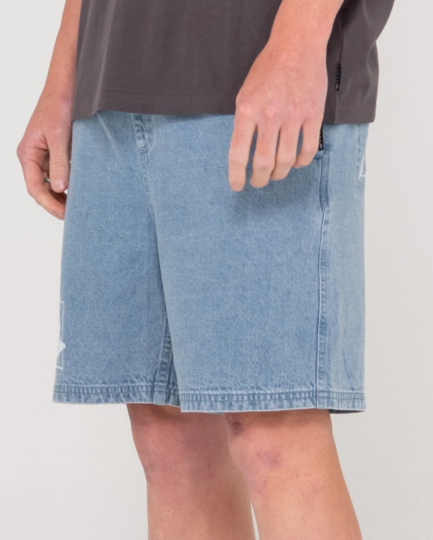 Best Manila Folder Vintage Wash Denim Elastic Short Mens Jorts