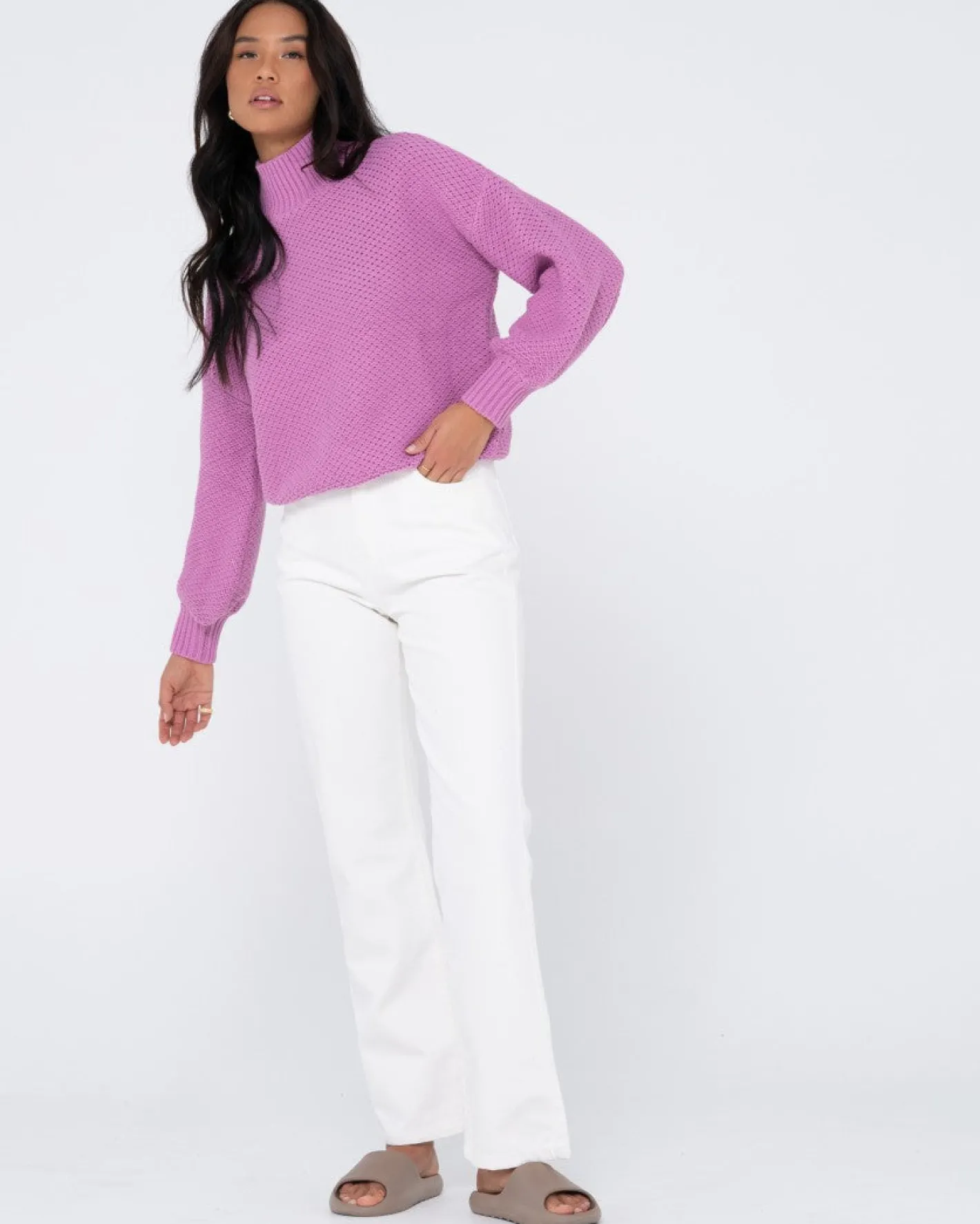 Sale Marlow Relaxed Chunky Mock Neck Knit Womens Knitwear
