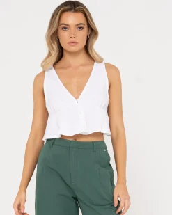 Clearance Matilda Button Up Crop Top Womens Fashion Tops