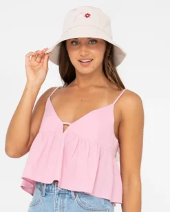Clearance Meadow Cord Embroidered Bucket Hat Womens Caps & Hats