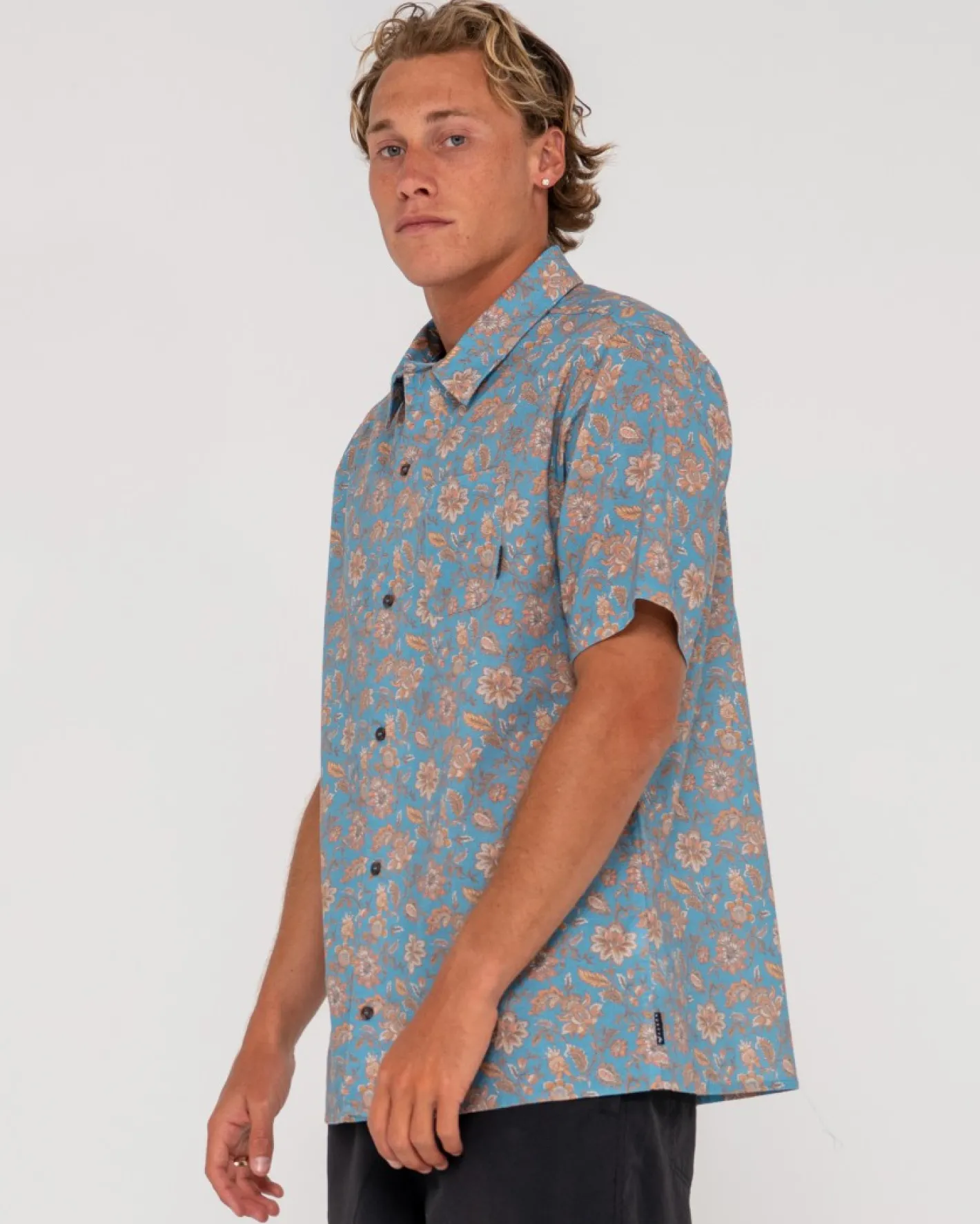 Discount Mosaic Ramie Relaxed Fit Short Sleeve Shirt Mens Shirts