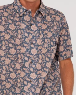 Sale Mosaic Ramie Relaxed Fit Short Sleeve Shirt Mens Shirts