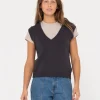 Best Sale Nero Sleeveless Vee Neck Knit Vest Womens Knitwear