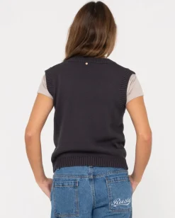Best Sale Nero Sleeveless Vee Neck Knit Vest Womens Knitwear