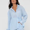 Store Nissi Long Sleeve Pleated Shirt Womens Fashion Tops