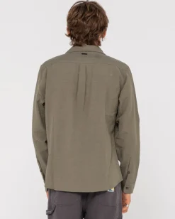 Sale Overtone Long Sleeve Linen Shirt Mens Shirts