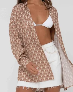 Discount Panama Printed Oversized Long Sleeve Shirt Womens Shirts